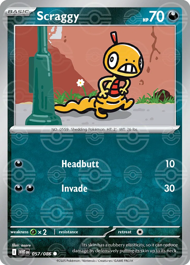 Scraggy (Poke Ball Pattern) (057/086) [White Flare]