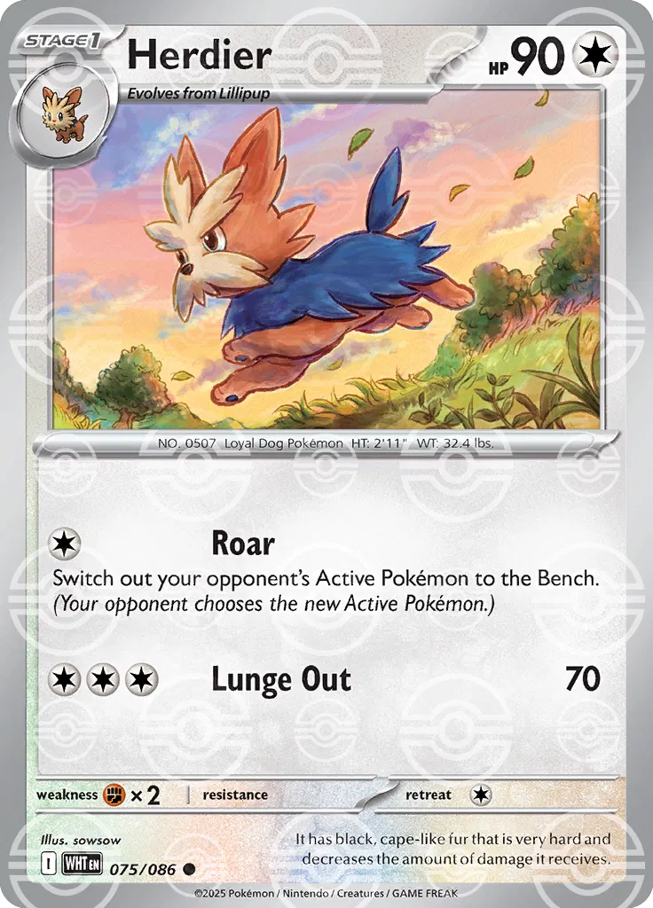 Herdier (Poke Ball Pattern) (075/086) [White Flare]